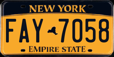 NY license plate FAY7058