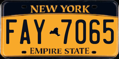 NY license plate FAY7065