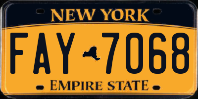 NY license plate FAY7068