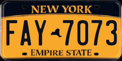 NY license plate FAY7073