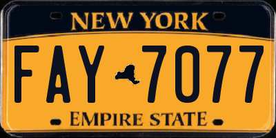 NY license plate FAY7077