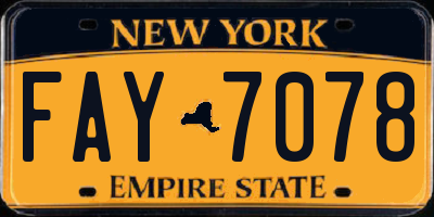 NY license plate FAY7078