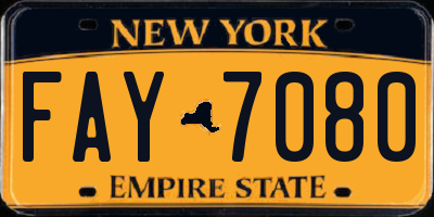 NY license plate FAY7080
