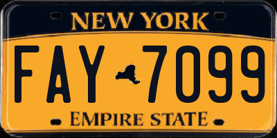 NY license plate FAY7099