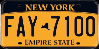 NY license plate FAY7100