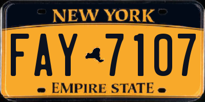 NY license plate FAY7107