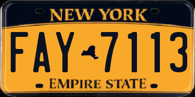 NY license plate FAY7113