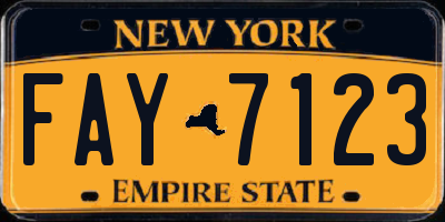 NY license plate FAY7123