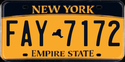 NY license plate FAY7172