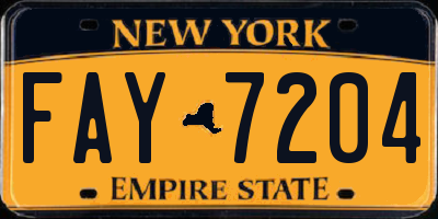 NY license plate FAY7204