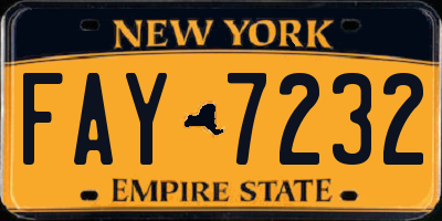 NY license plate FAY7232