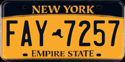 NY license plate FAY7257