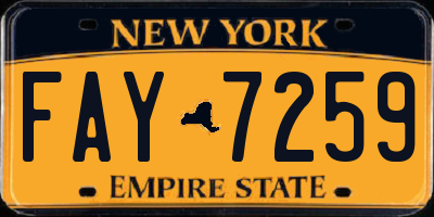 NY license plate FAY7259