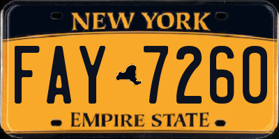 NY license plate FAY7260