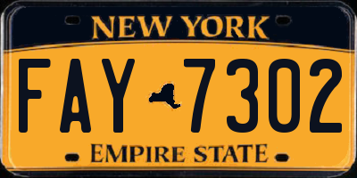 NY license plate FAY7302