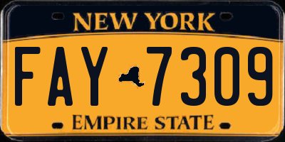 NY license plate FAY7309