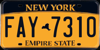 NY license plate FAY7310