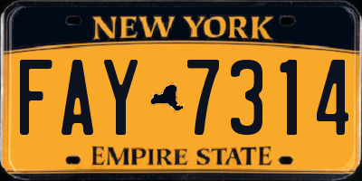 NY license plate FAY7314