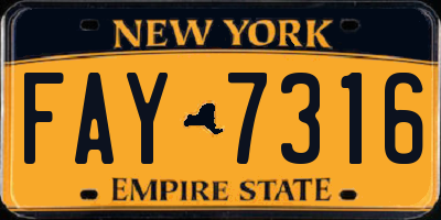 NY license plate FAY7316