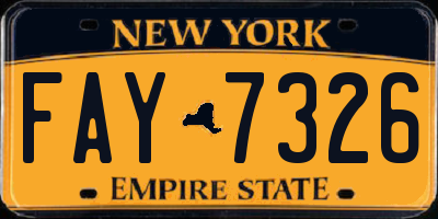 NY license plate FAY7326