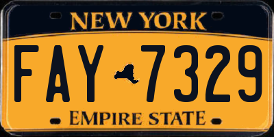 NY license plate FAY7329