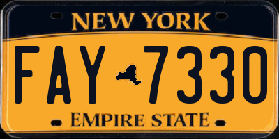 NY license plate FAY7330