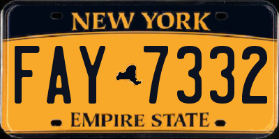 NY license plate FAY7332