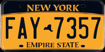 NY license plate FAY7357