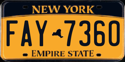 NY license plate FAY7360
