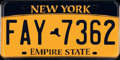 NY license plate FAY7362