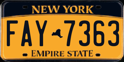 NY license plate FAY7363