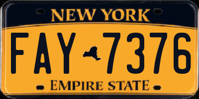 NY license plate FAY7376