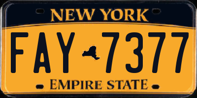 NY license plate FAY7377