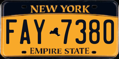 NY license plate FAY7380