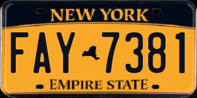 NY license plate FAY7381