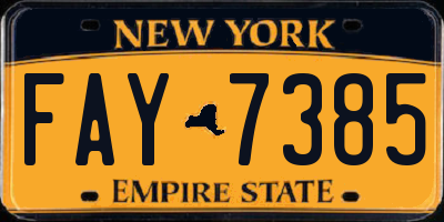 NY license plate FAY7385