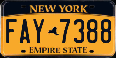 NY license plate FAY7388