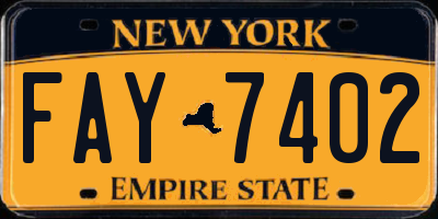 NY license plate FAY7402