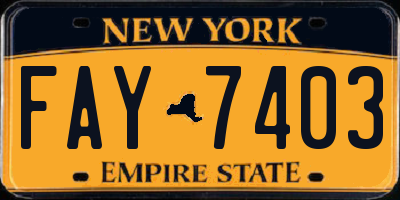 NY license plate FAY7403