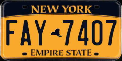 NY license plate FAY7407