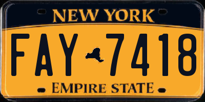 NY license plate FAY7418