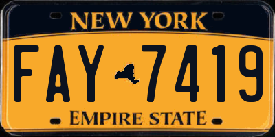 NY license plate FAY7419