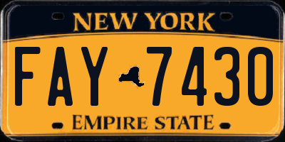 NY license plate FAY7430