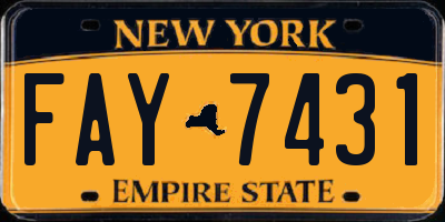 NY license plate FAY7431