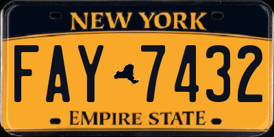 NY license plate FAY7432