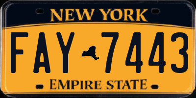 NY license plate FAY7443