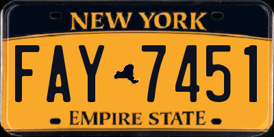 NY license plate FAY7451