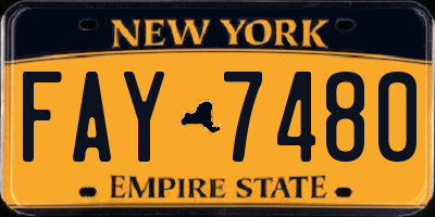 NY license plate FAY7480