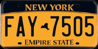 NY license plate FAY7505