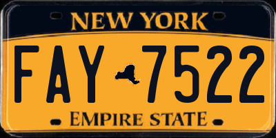 NY license plate FAY7522